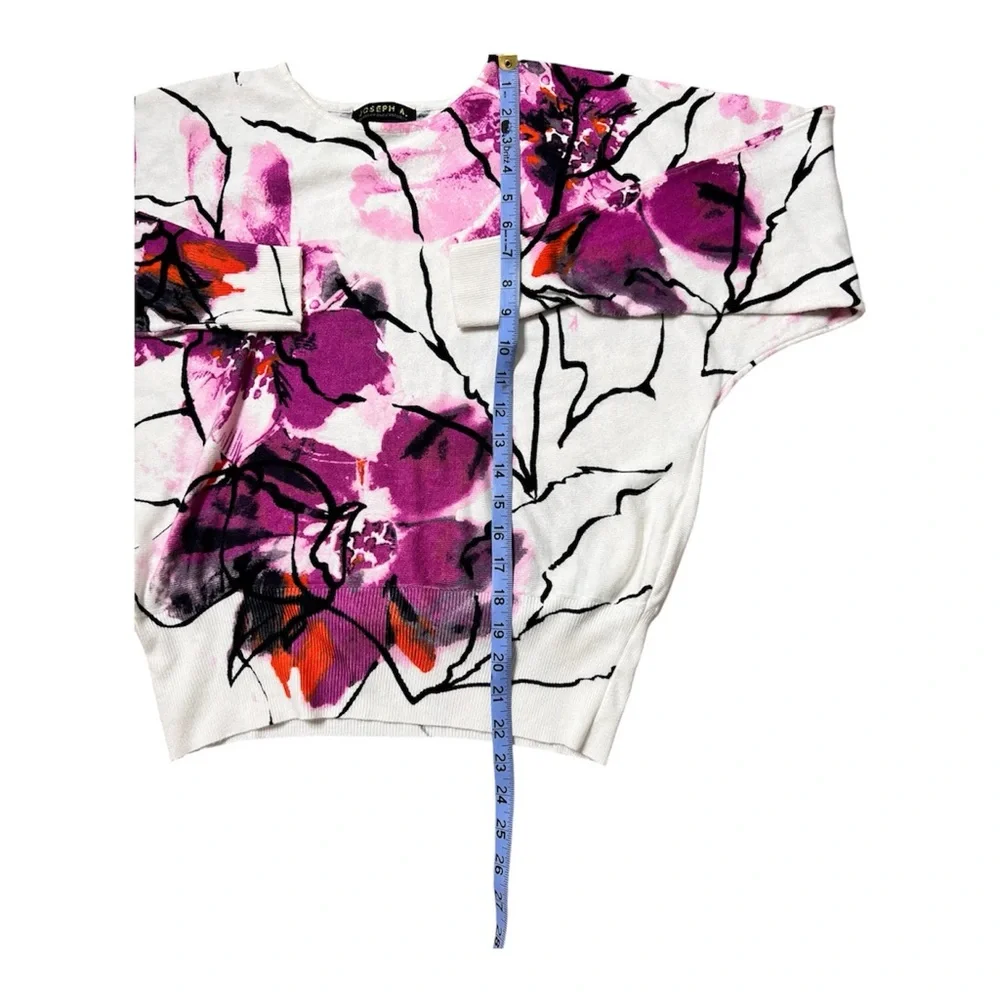 Joseph A Abstract Floral Sweater Womens Deep Purple/Pink/Black/White - Picture 11 of 13